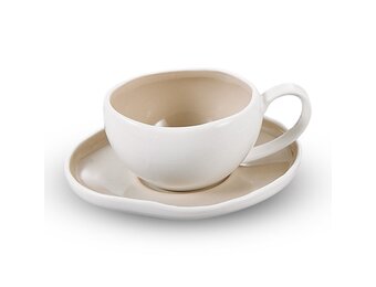 Espressoset Barles Wit/Taupe | 12-delig