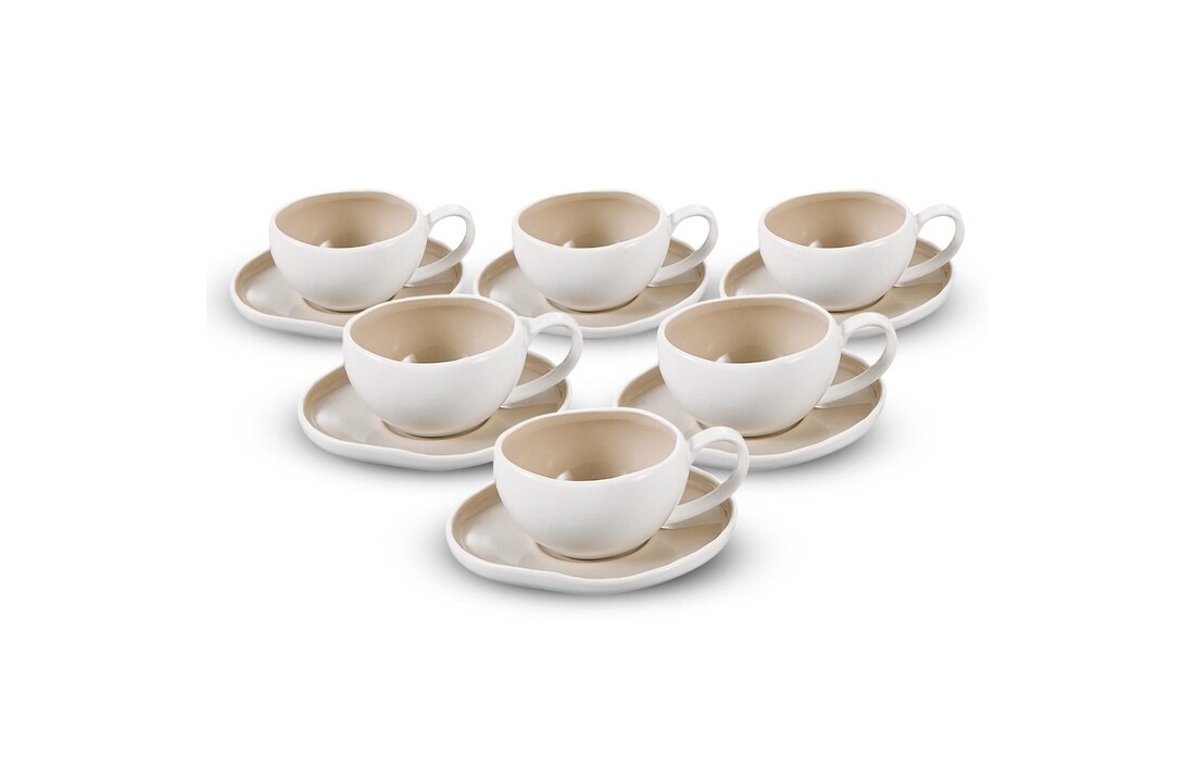 Koffieset Barles Wit/Taupe | 12-delig