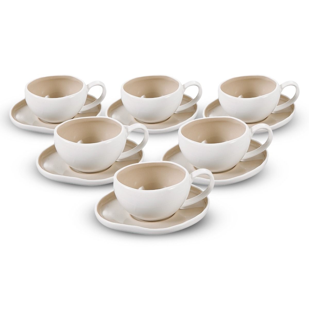 Koffieset Barles Wit/Taupe | 12-delig