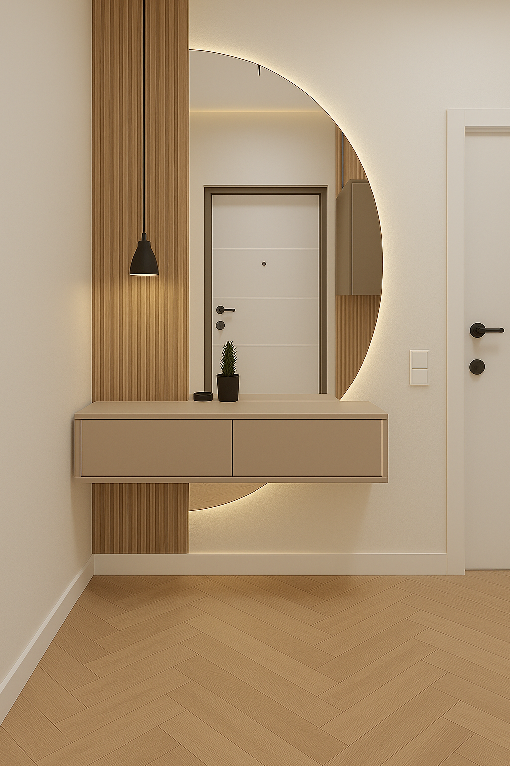 Halfronde spiegel - met LED-verlichting - B100 x H160 cm