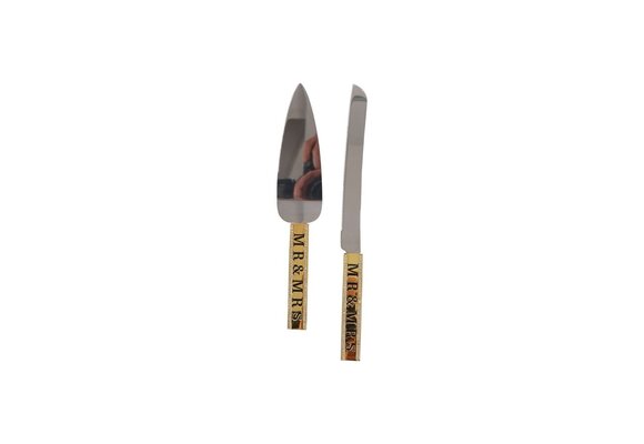Trouwset Mr & Mrs - Gebakbestek - Goud