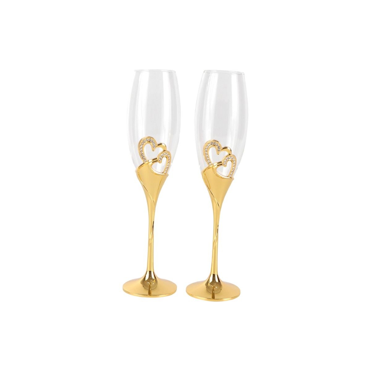 Trouwset Hearts - Glazen - Goud