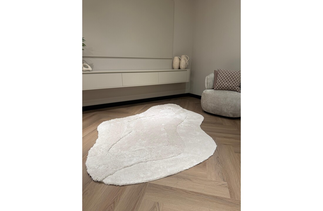 Organische vorm vloerkleed Cozy Crème