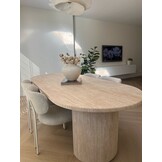Eettafel Carrara - Travertin | Ovaal - Geribbeld