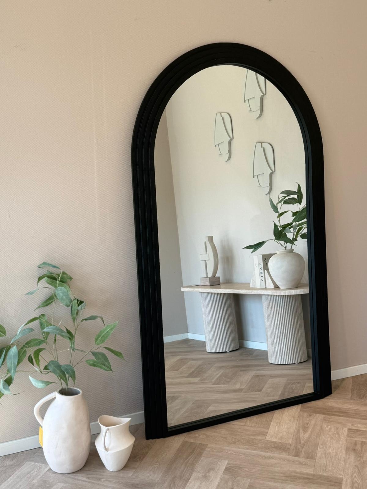 Boogspiegel Arch Zwart Eiken 110x180 cm - japandi en minimalistisch