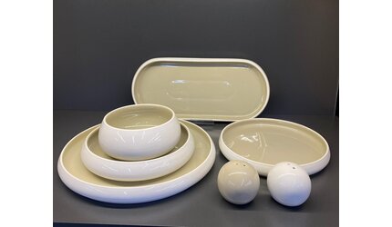 Chubby Serviesset Wit/Taupe - 27 delig - porselein