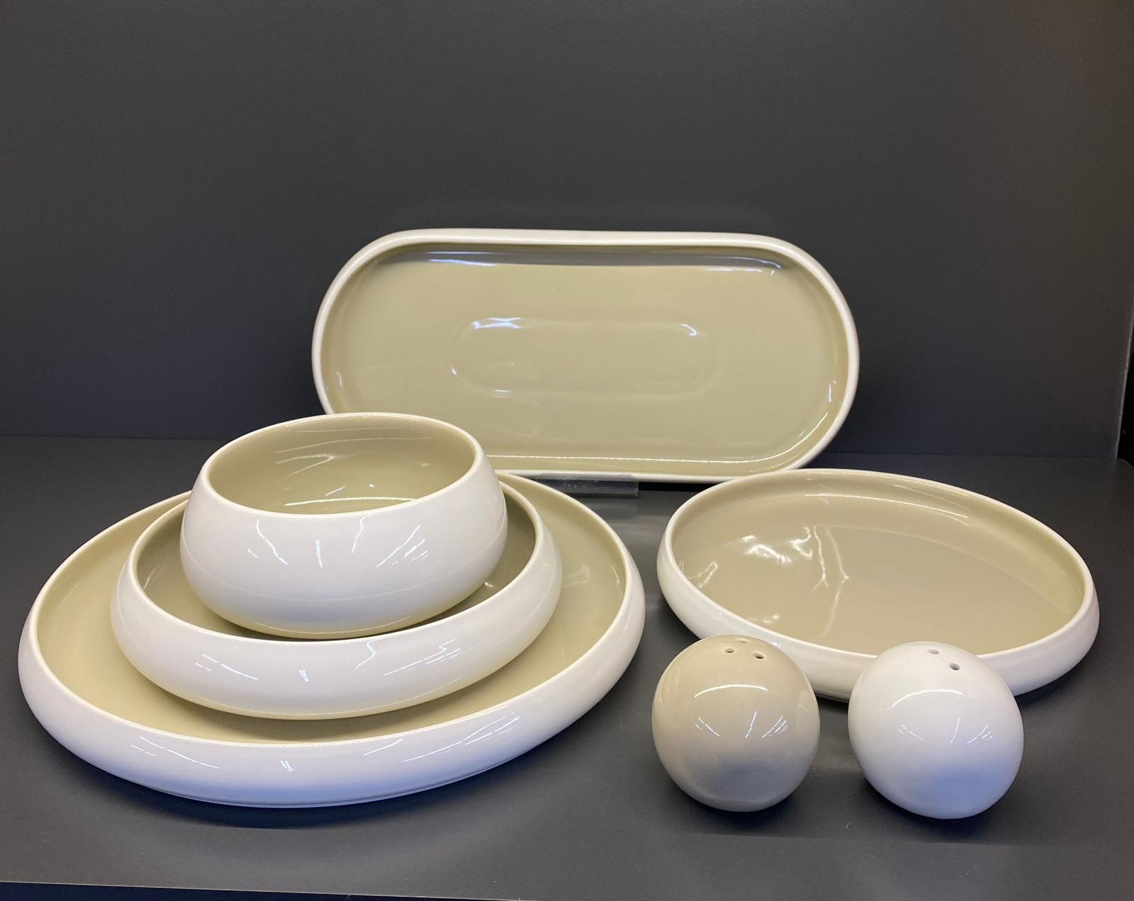 Chubby Serviesset Wit/Taupe - 27 delig - porselein