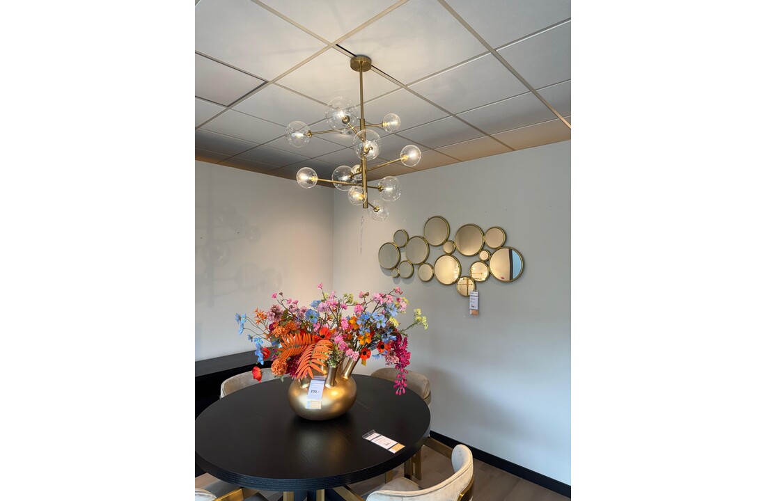 Hanglamp Maxime helder glas | 12 lichts - Goud