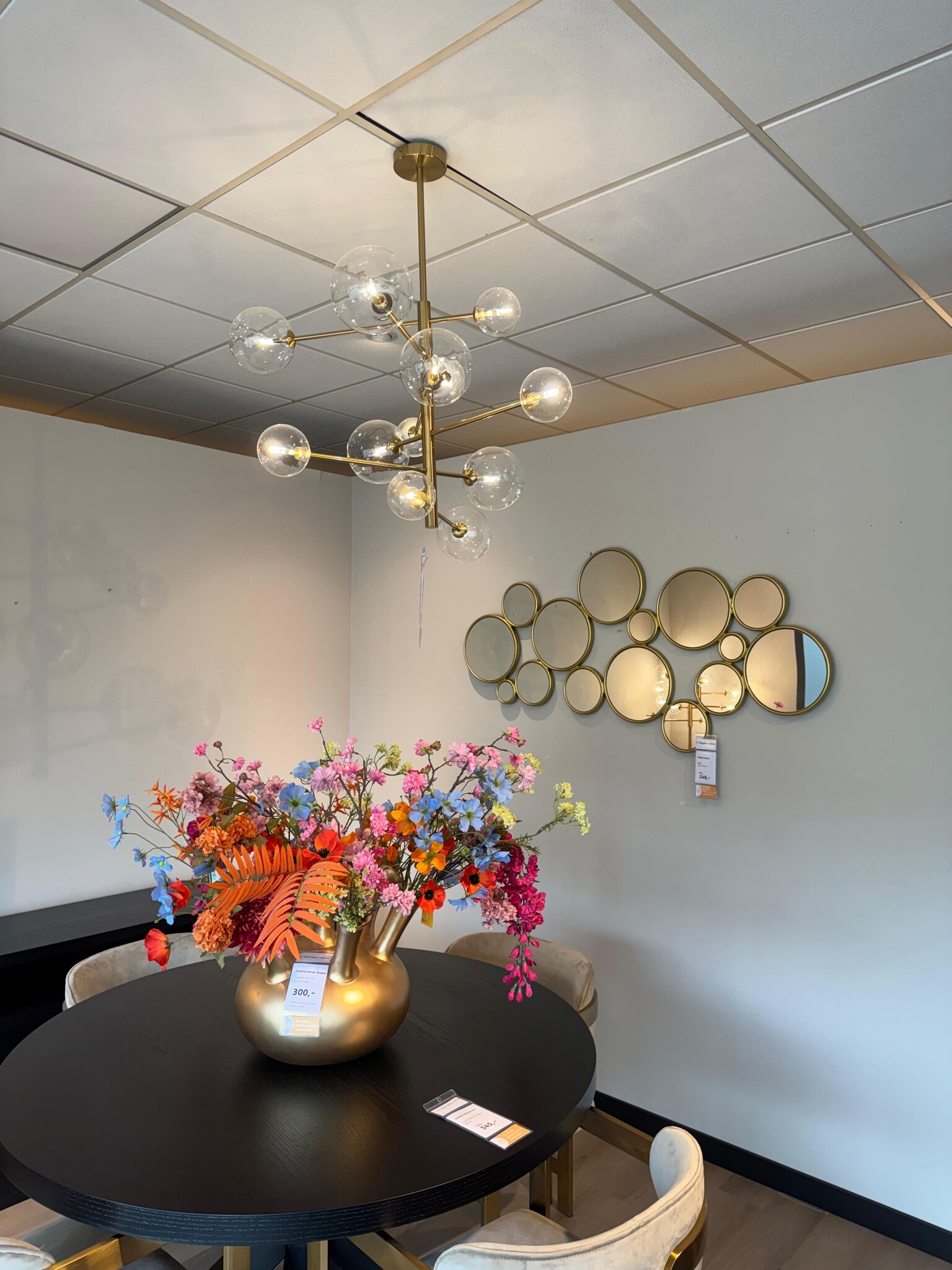 Hanglamp Maxime helder glas | 12 lichts - Goud