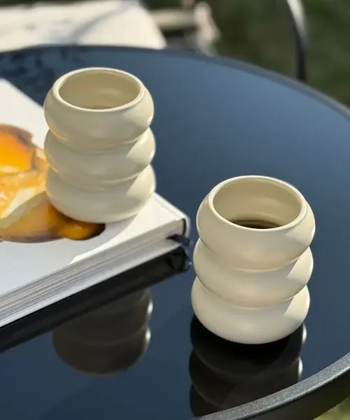 Bubble Mokken Beige | Keramiek | 400 ml - 2 stuks