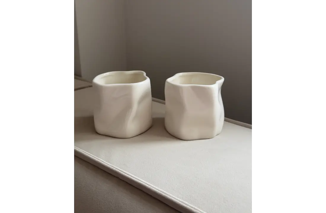 Wave Mokken Beige | Keramiek | 350 ml - 2 stuks