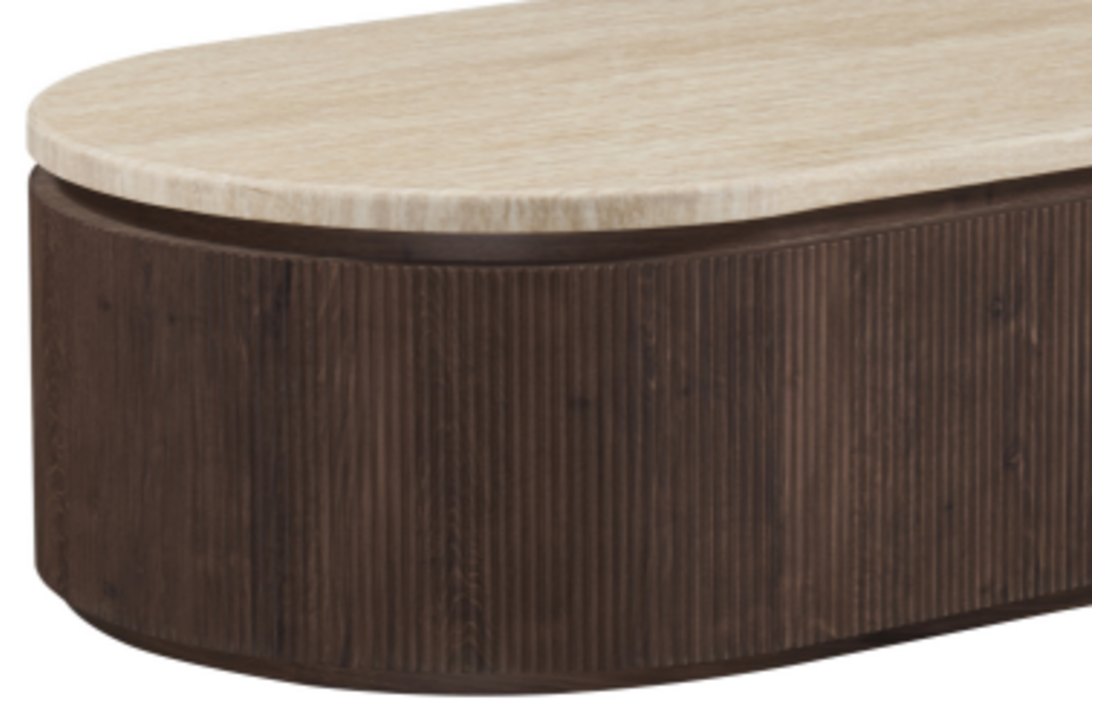Salontafel Portofino - Travertin | Ovaal - 130 x 80 cm - Bruin