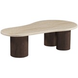 Salontafel Portofino | Organisch Travertin - Bruin | 3 poten rond - 150 x 80 cm