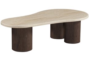 Salontafel Portofino | Organisch Travertin - Bruin | 3 poten rond