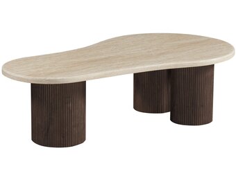 Salontafel Portofino | Organisch Travertin - Bruin | 3 poten rond