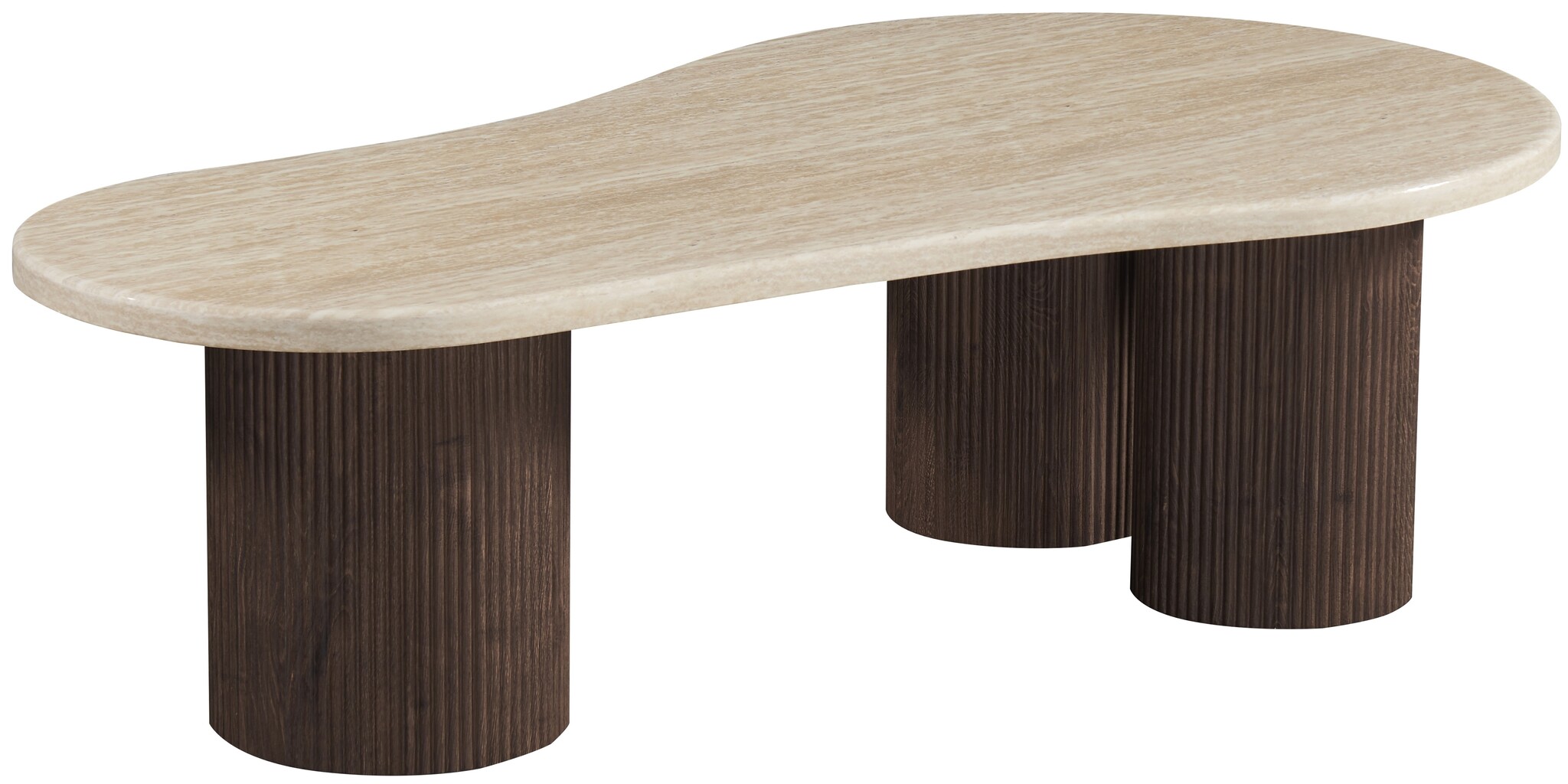 Salontafel Portofino | Organisch Travertin - Bruin | 3 poten rond - 150 x 80 cm