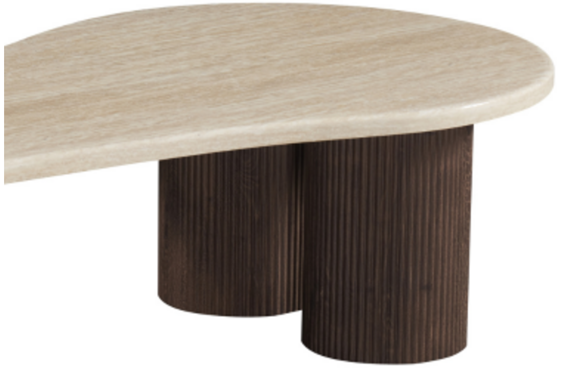 Salontafel Portofino | Organisch Travertin - Bruin | 3 poten rond - 150 x 80 cm