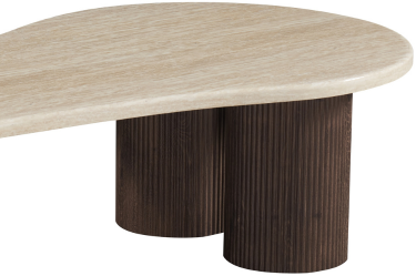 Salontafel Portofino | Organisch Travertin - Bruin | 3 poten rond - 150 x 80 cm