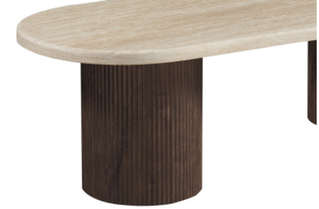 Salontafel Portofino | Organisch Travertin - Bruin | 3 poten rond - 150 x 80 cm