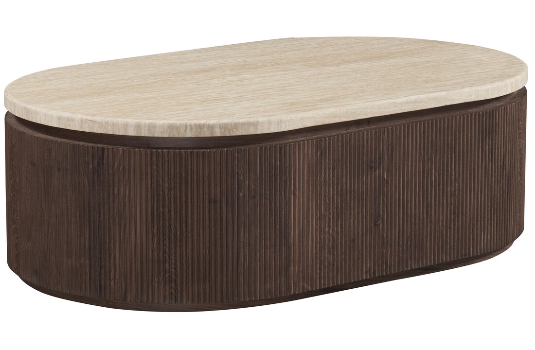 Salontafel Portofino - Travertin | Ovaal - 130 x 80 cm - Bruin