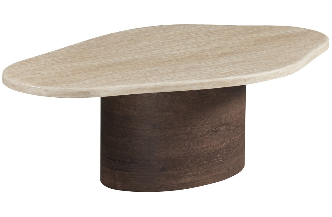 Salontafel Portofino | Organisch Travertin - Bruin | Ovale poot - 130 x 80 cm