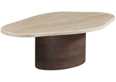 Salontafel Portofino | Organisch Travertin - Bruin | Ovale poot