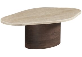 Salontafel Portofino | Organisch Travertin - Bruin | Ovale poot