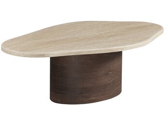Salontafel Portofino | Organisch Travertin - Bruin | Ovale poot