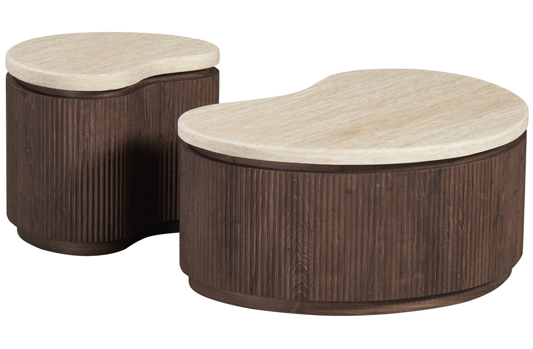 Salontafel Portofino | Organisch Travertin - Bruin | set van 2