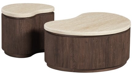 Salontafel Portofino | Organisch Travertin - Bruin | set van 2