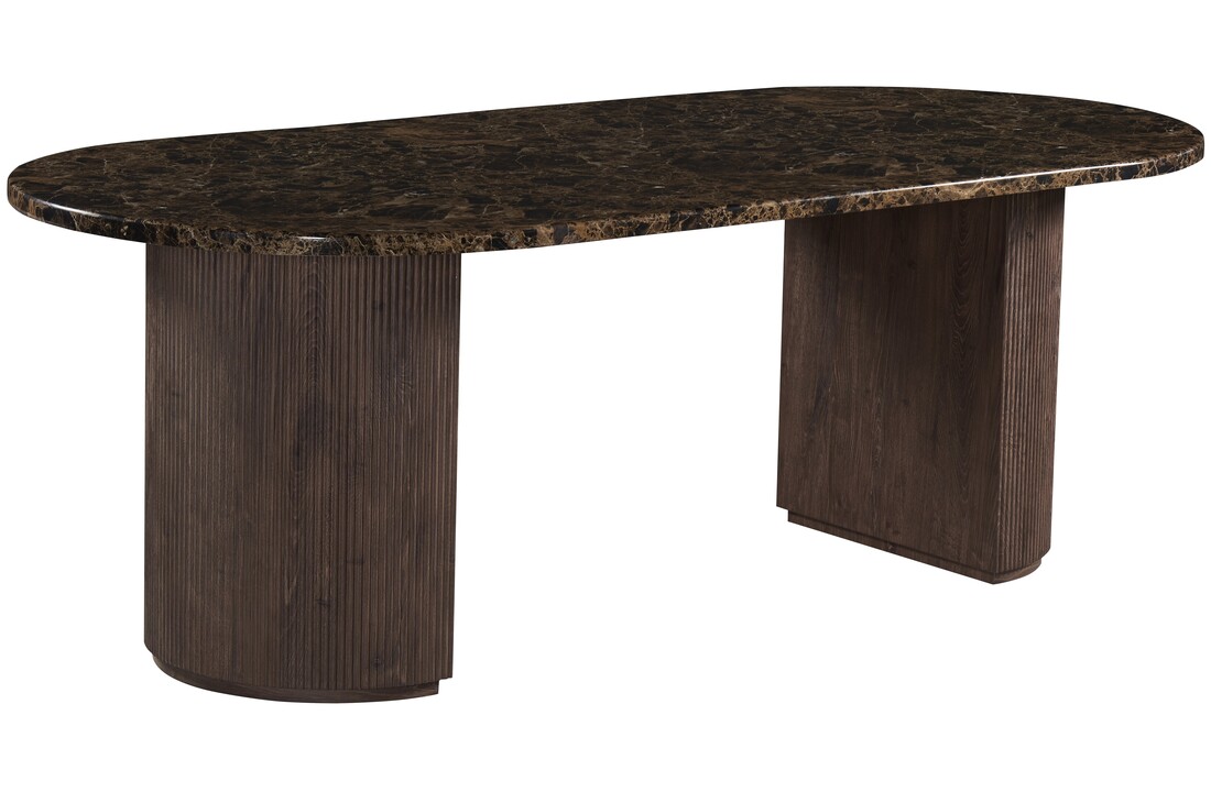 Eettafel Portofino - Bruin marmer | Ovaal - Geribbeld  - Bruin