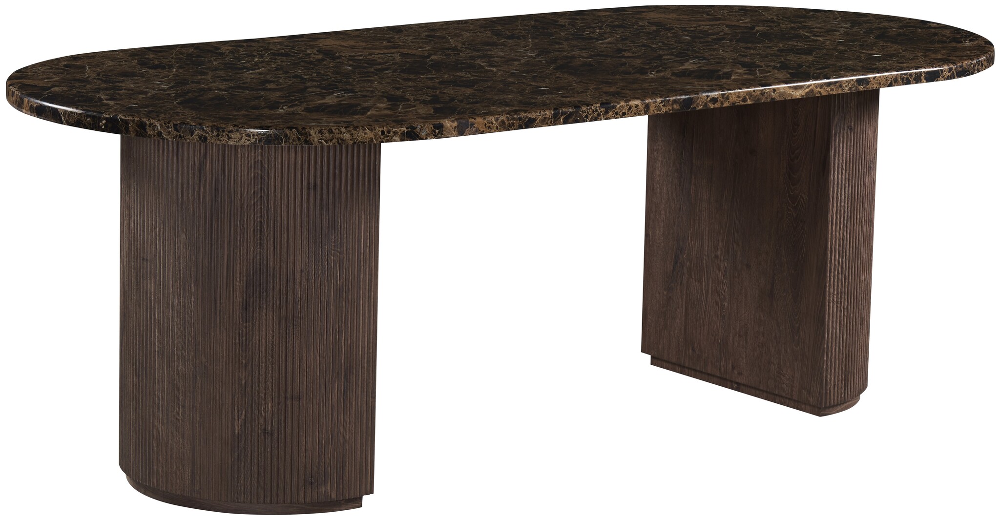 Eettafel Portofino - Bruin marmer | Ovaal - Geribbeld  - Bruin