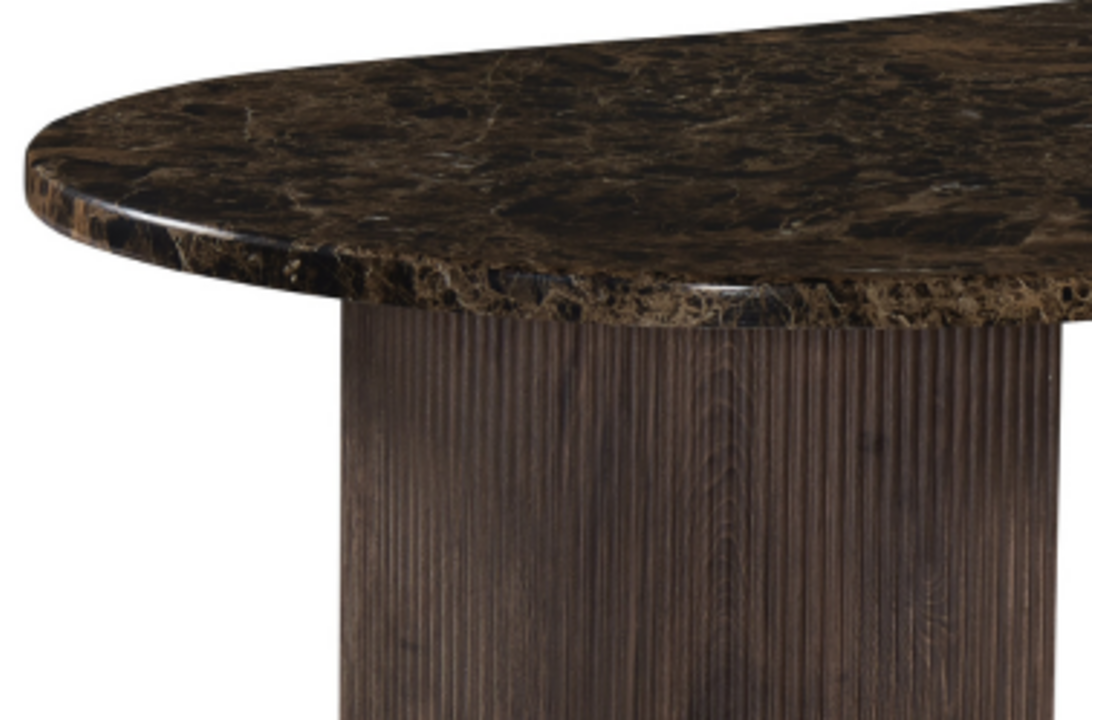 Eettafel Portofino - Bruin marmer | Ovaal - Geribbeld  - Bruin