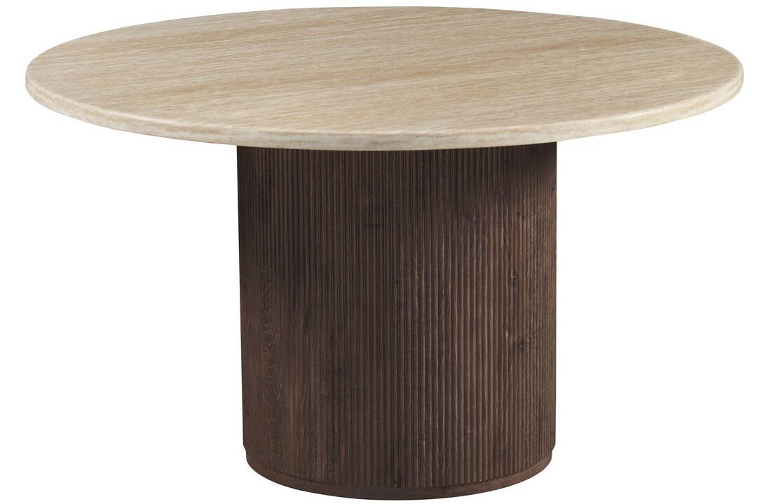 Eettafel Portofino - Travertin marmer | Rond - Geribbeld