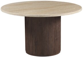 Eettafel Portofino - Travertin marmer | Rond - Geribbeld
