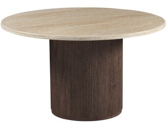 Eettafel Portofino - Travertin marmer | Rond - Geribbeld