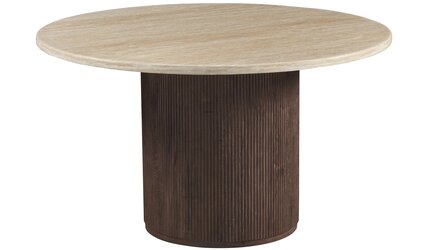 Eettafel Portofino - Travertin marmer | Rond - Geribbeld