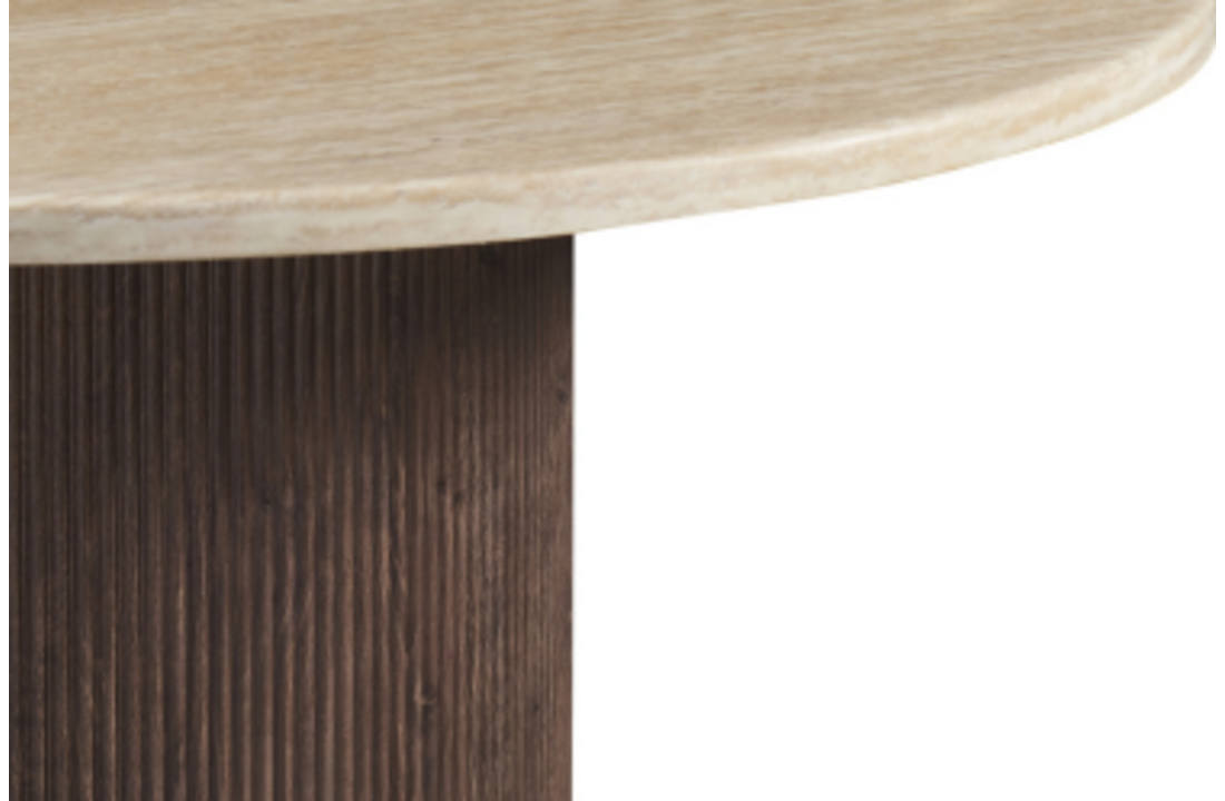 Eettafel Portofino - Travertin marmer | Rond - Geribbeld