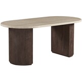 Eettafel Portofino - Travertin | Ovaal - Geribbeld - Bruin