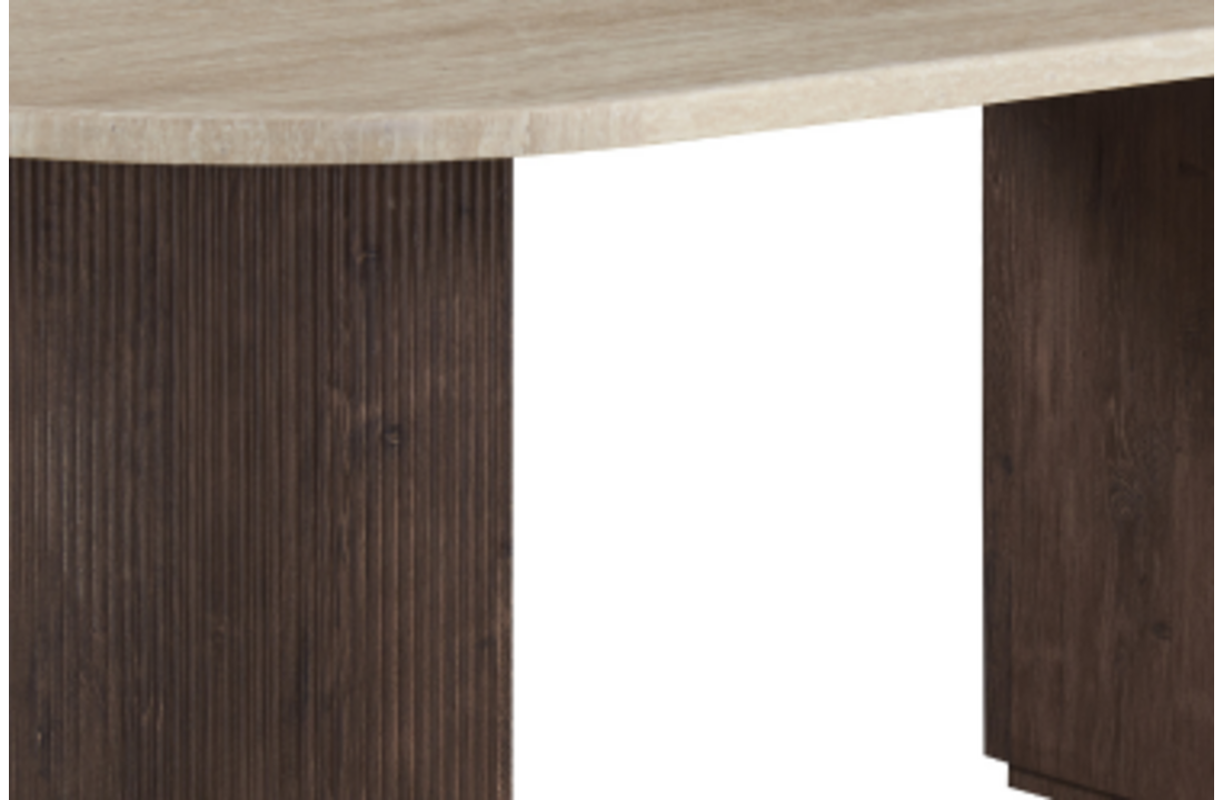 Eettafel Portofino - Travertin | Ovaal - Geribbeld - Bruin