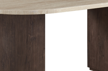 Eettafel Portofino - Travertin | Ovaal - Geribbeld - Bruin