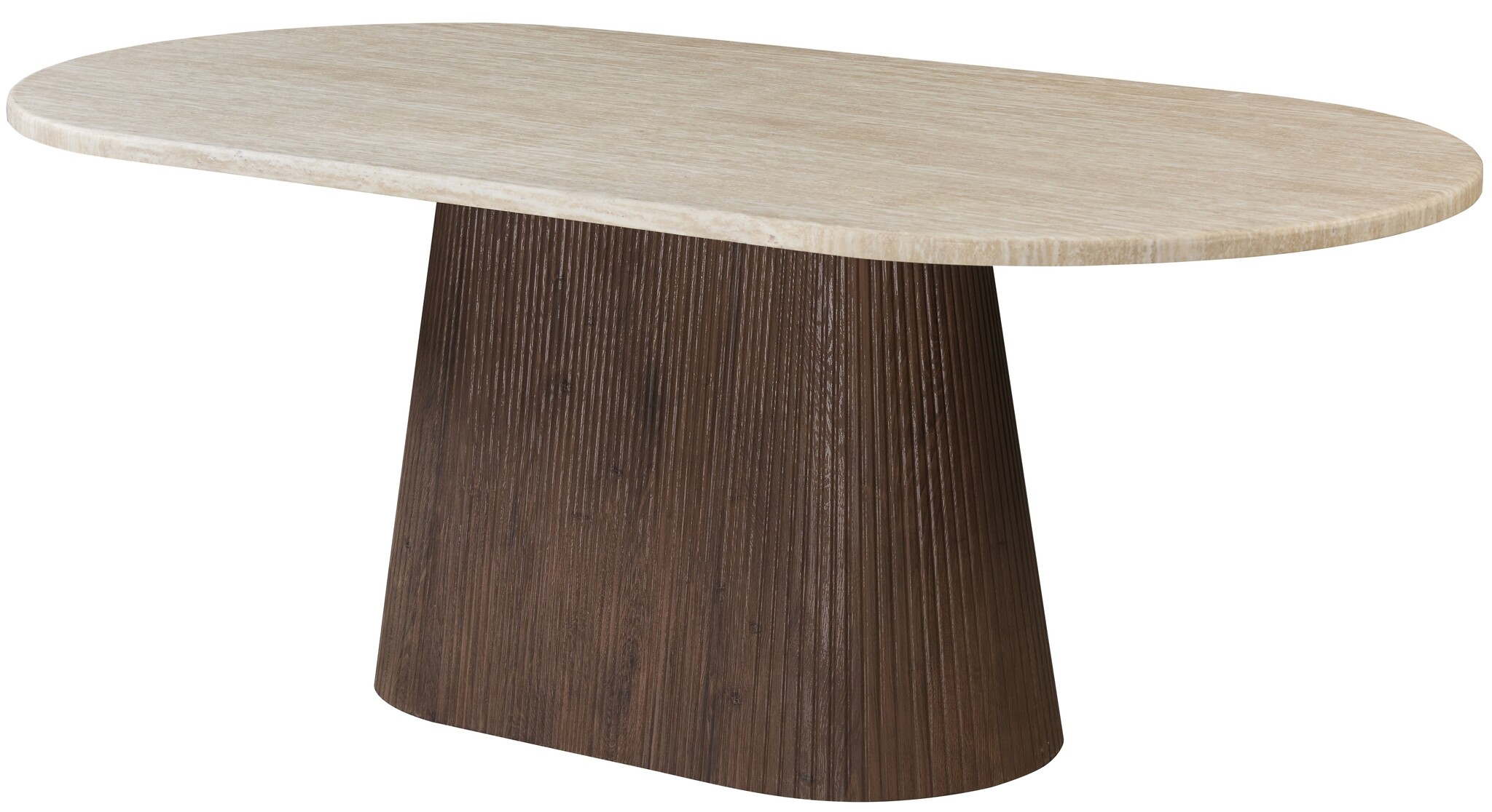 Eettafel Portofino - Travertin | Ovaal - Geribbeld - Bruin - 2