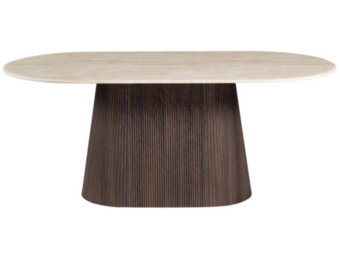 Eettafel Portofino - Travertin | Ovaal - Geribbeld - Bruin - 2