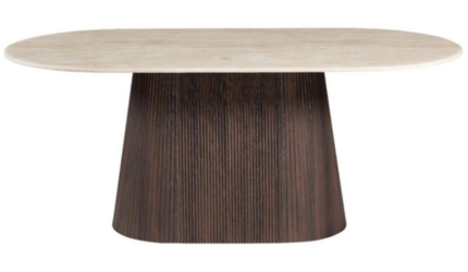 Eettafel Portofino - Travertin | Ovaal - Geribbeld - Bruin - 2