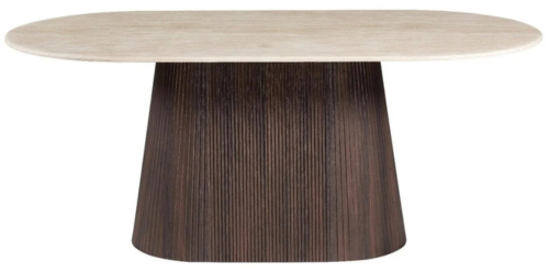 Eettafel Portofino - Travertin | Ovaal - Geribbeld - Bruin - 2