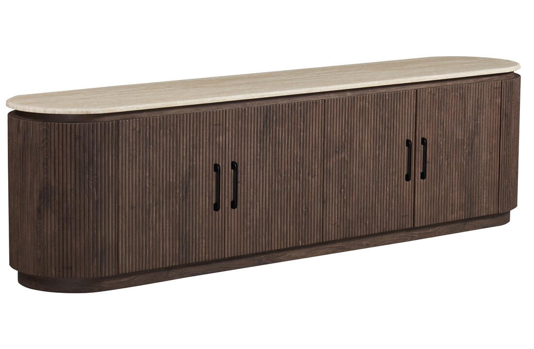 Tv-meubel Portofino  - Travertin | Ovaal - Bruin - L200 x B40 x H55 cm