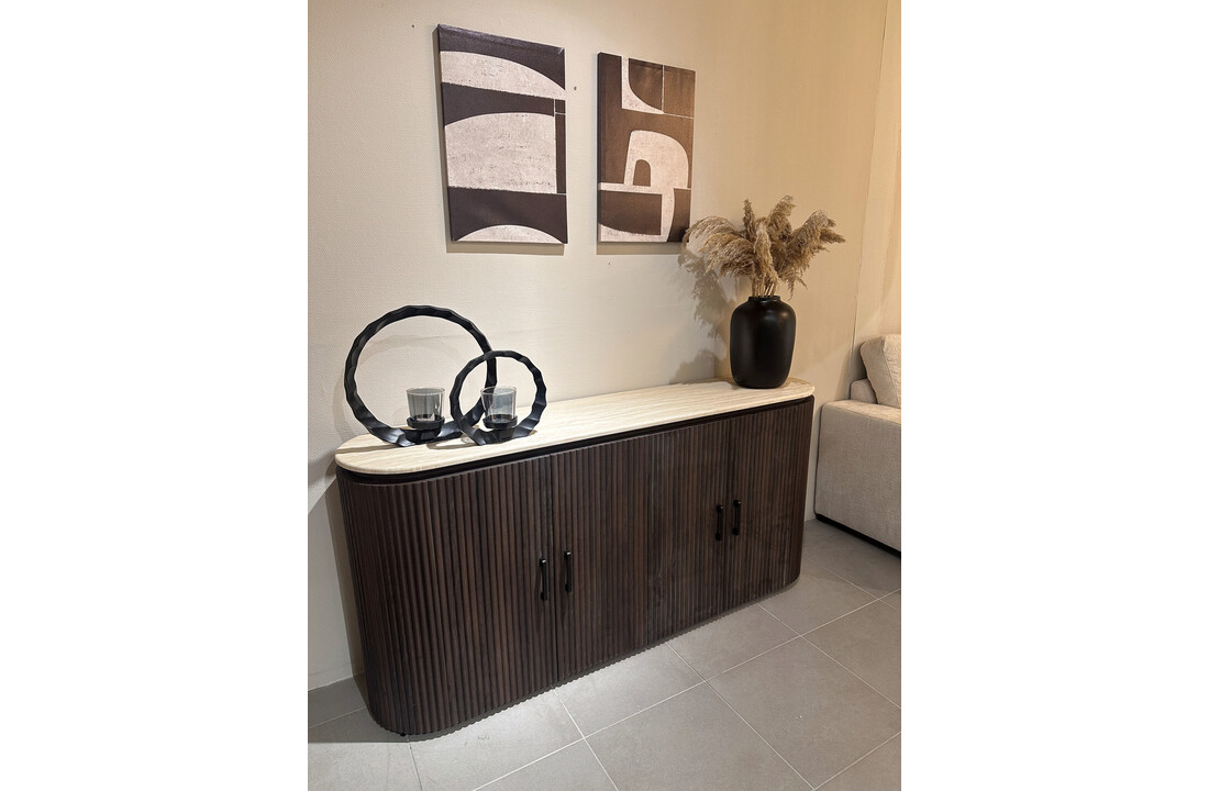 Dressoir Portofino  - Travertin | Ovaal - Bruin - L200 x B40 x H85 cm