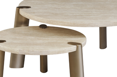 Salontafel Montezara - Travertin | Brushed Gold - set van 2