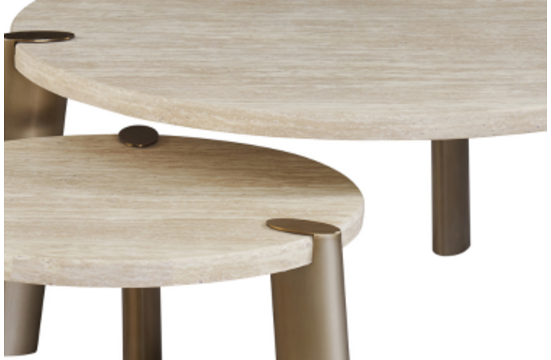Salontafel Montezara - Travertin | Brushed Gold - set van 2