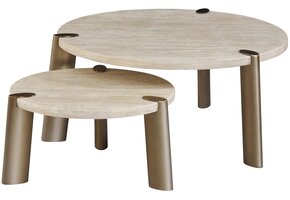 Salontafel Montezara - Travertin | Brushed Gold - set van 2